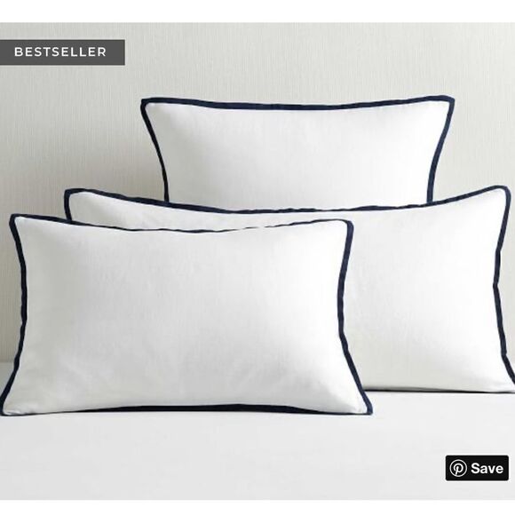 Pottery Barn Belgian Flax Linen Contrast STD Sham - Picture 2 of 6